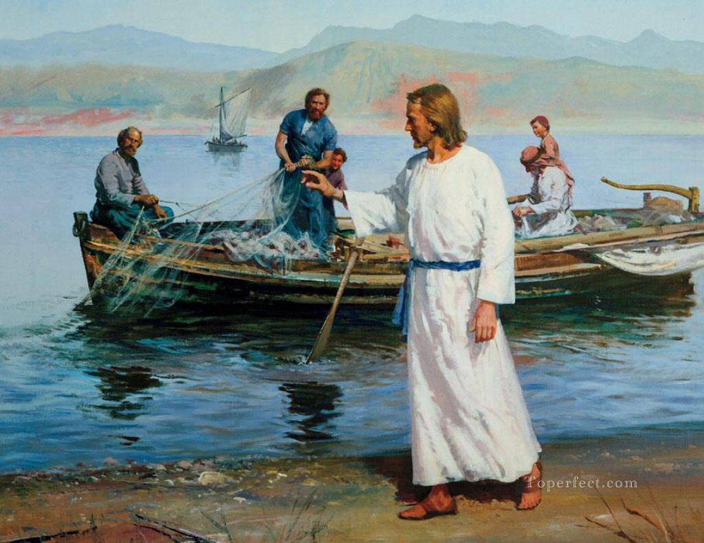 Christ et pêcheurs Peintures à l'huile